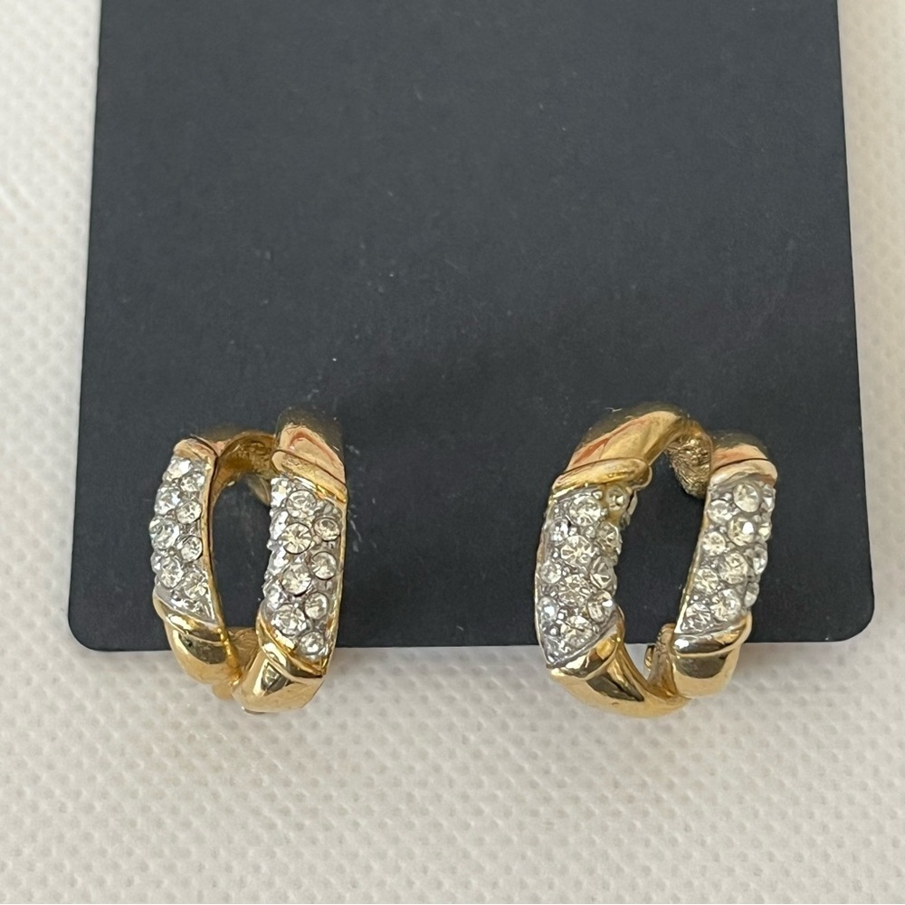 Vintage Givenchy Gold Tone Double Hoop Earrings Clip On